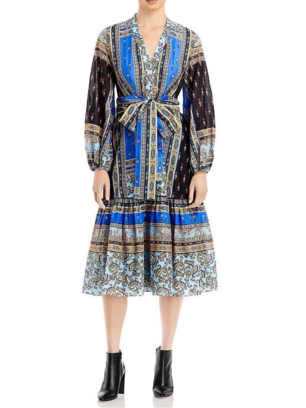 Kobi Halperin Diana Paisley Midi Shirt Dress Women S Belted Boho Artsy